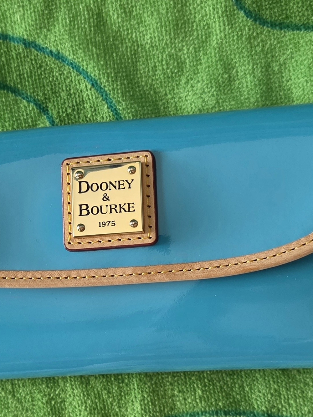 Dooney & Bourke Patent Leather Blue Continental Clutch Wallet, Exnt Condition